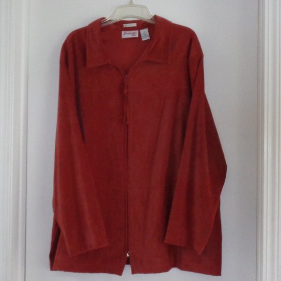2X Rust Faux SUEDE BLAZER JACKET Zip Closure Wear Inside/Out Winter Spring Fall - Picture 3 of 3